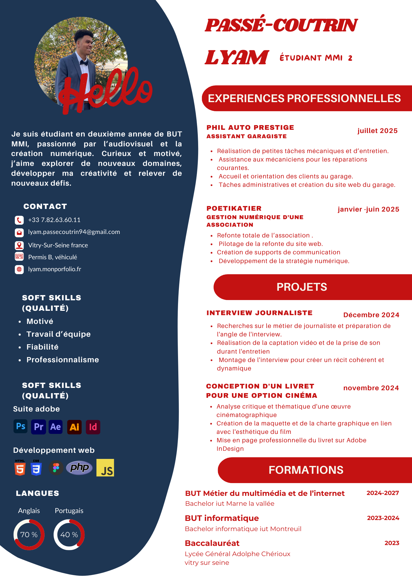 Aperçu du CV de Lyam